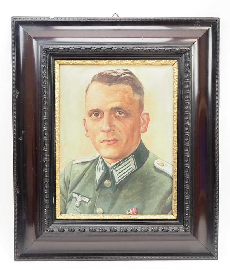 Wehrmacht: Porträt Gemälde eines Leutnant. - Image 2 of 2