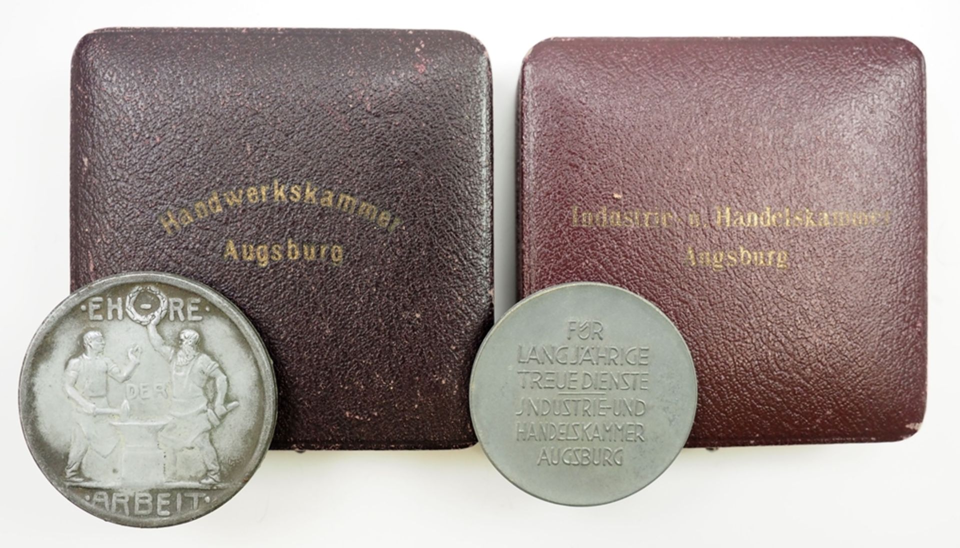 Handwerkskammer Augsburg: Medaillen Paar, im Etui. - Bild 2 aus 3