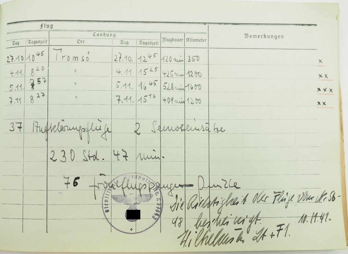 Luftwaffe: Flugbuch und Leistungsbuch eines Flugzeugführers auf Blohm & Voss BV 138 der Auklärungsg - Image 3 of 10