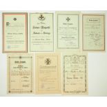 Preussen: Eisernes Kreuz, 1914, 2. Klasse Urkunde - 7 Exemplare.