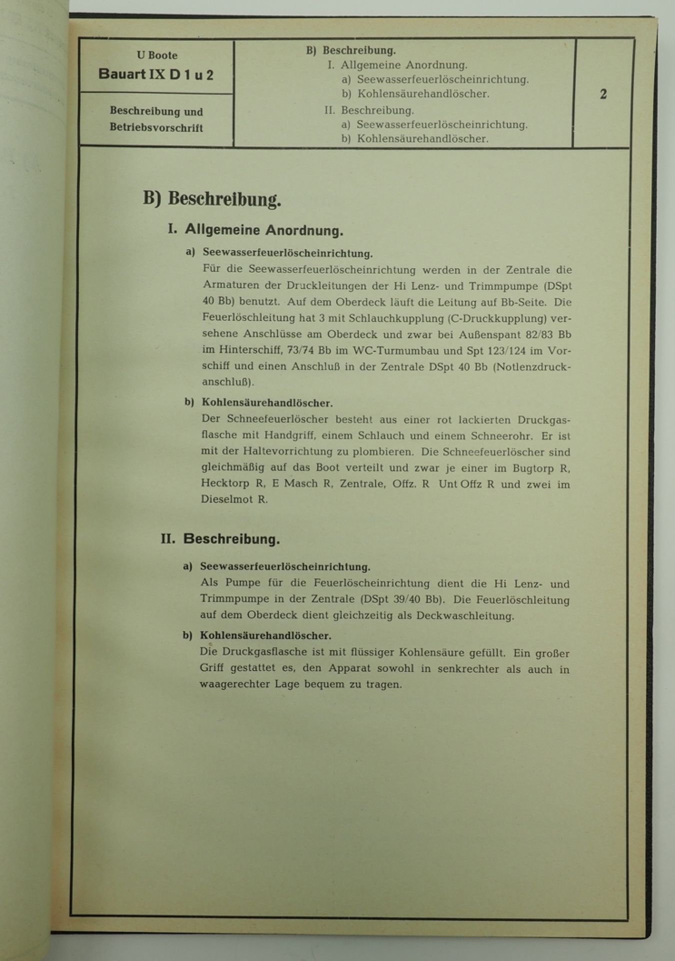 Kriegsmarine: Beschreibung und Betriebsvorschrift Feuerlöschanlage für U-Boote Typ D 1 u. 2. - Bild 4 aus 5