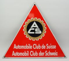 Reklame-Emailleschild: ACS - Automobile Club de Suisse - Automobil Club der Schweiz.