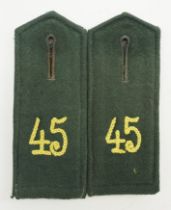 Reichswehr: Schulterklappen für Mannschaften im 3. bayerischen Reichswehr-Infanterie-Regiment 45.