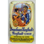 Reklame-Emailleschild: Brauhaus Neustadt AG - Neustadt a./S. Bayern.