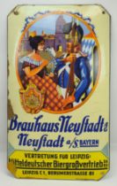 Reklame-Emailleschild: Brauhaus Neustadt AG - Neustadt a./S. Bayern.