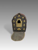 A Tibetan Copper Silver and Gilt 'Gau' Box. Ca. early 20th century.A copper and silver reliquary