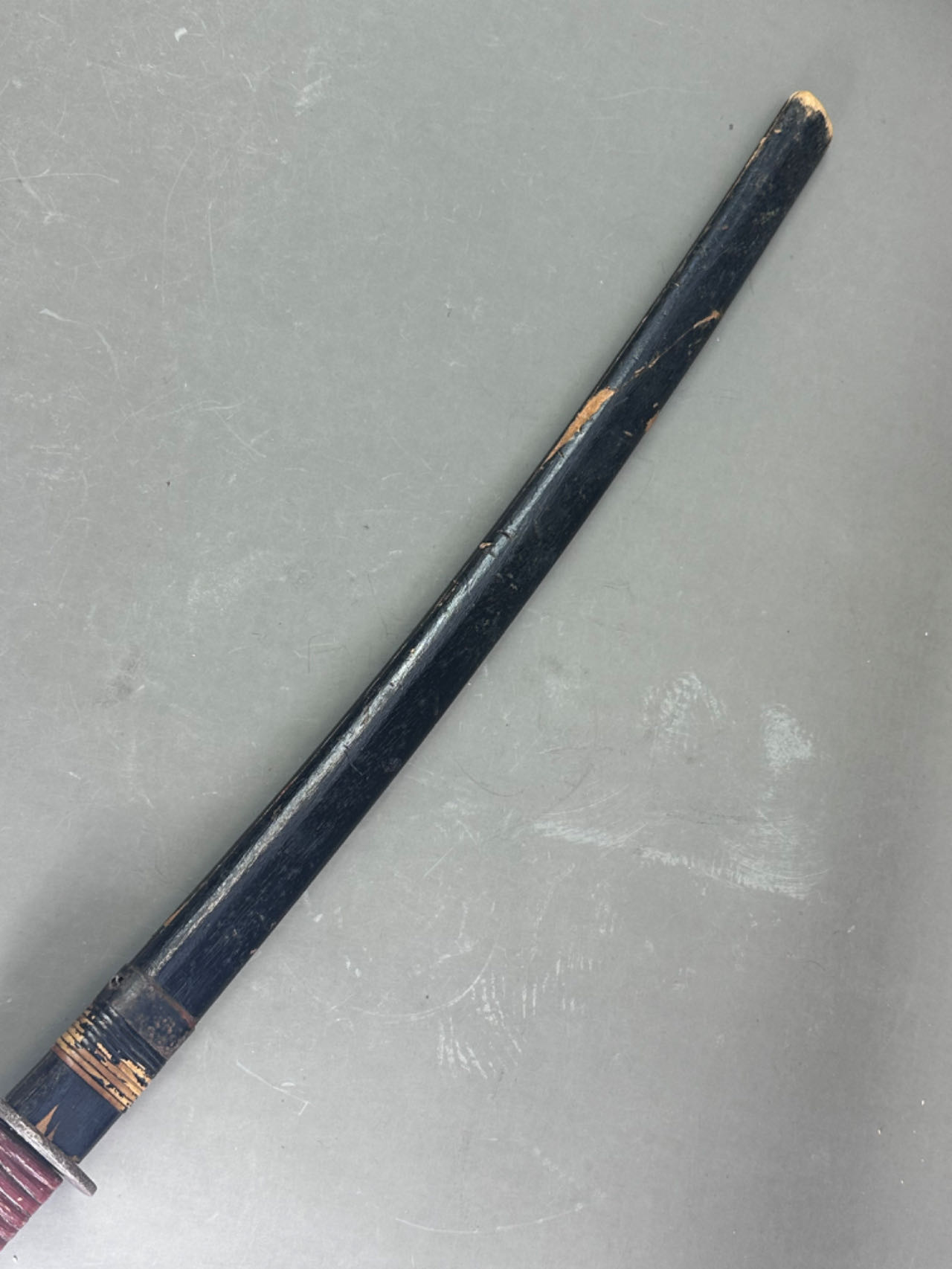 A Japanese Katana and Sheath, 19th/20th century.With basketwork hilt and wood sheath. L:88cm Good - Image 13 of 13