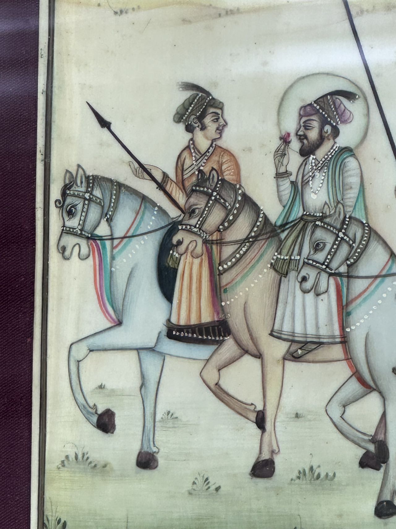 An Indian Miniature Painting with Royal Figures, ca. Early 20th Century.A framed and glazed - Image 3 of 5