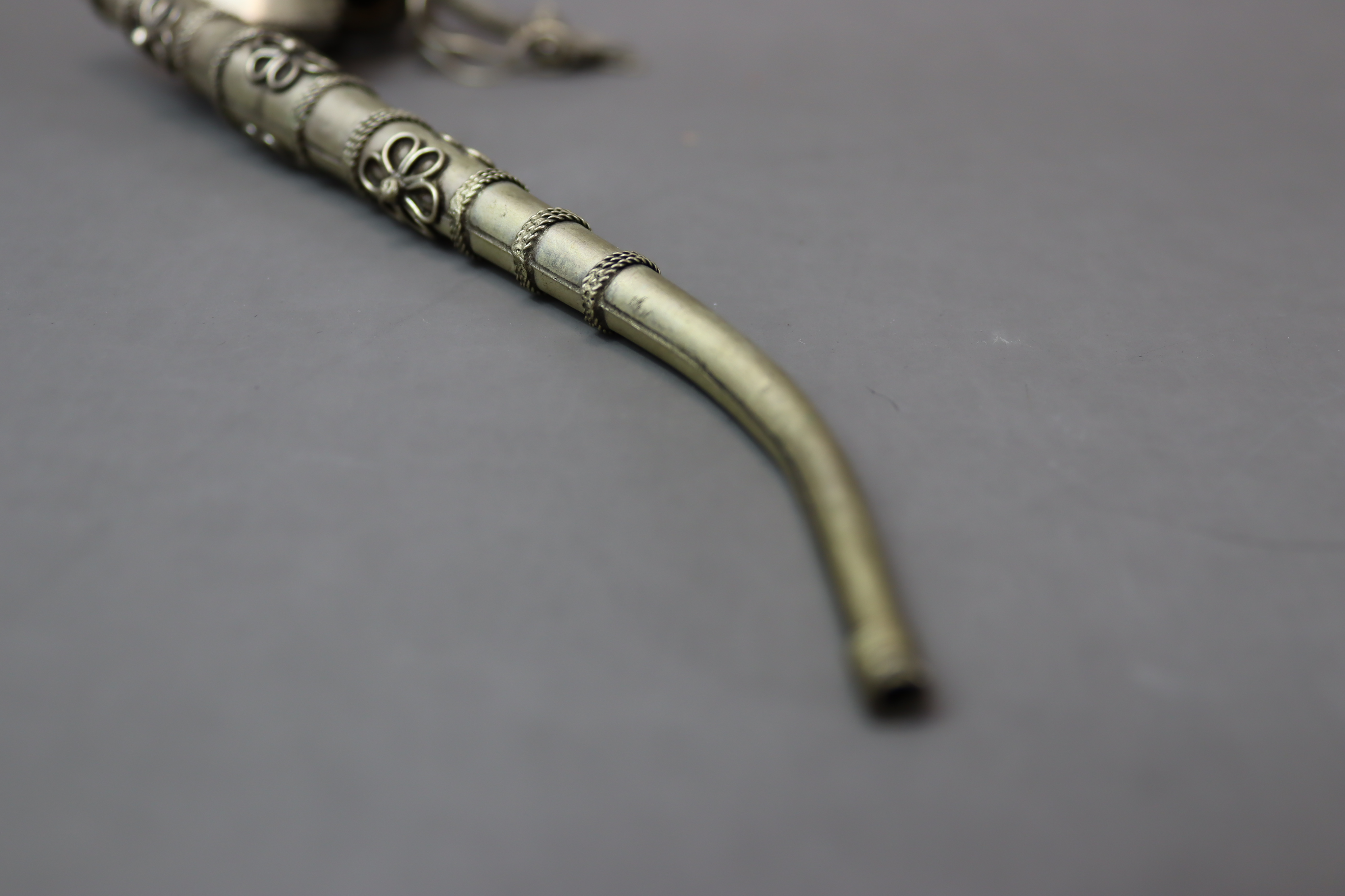 Two Phoenix shaped white metal Pipes, possibly Ottoman - Image 6 of 12