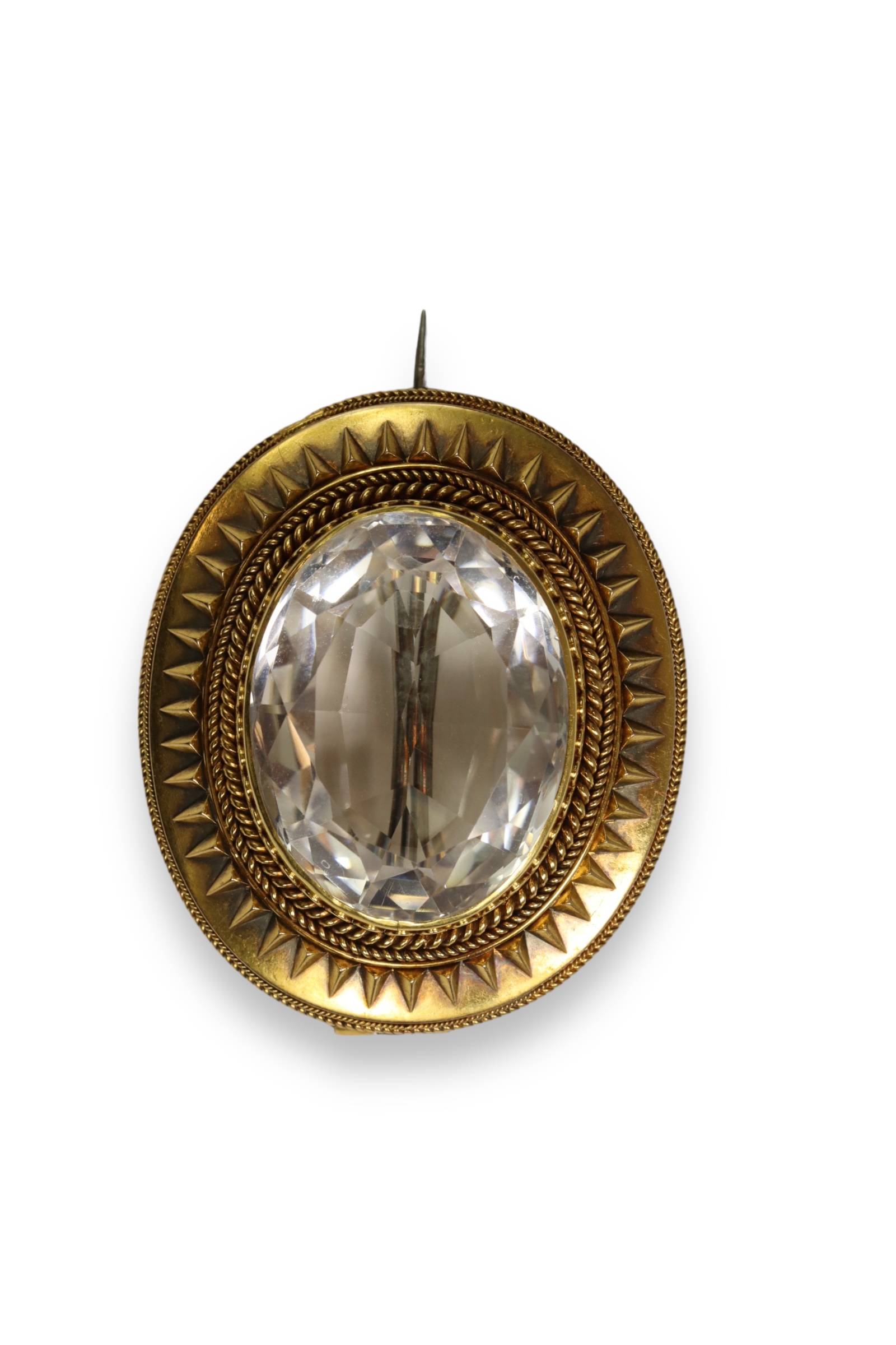 A Victorian 15/18 ct Yellow Gold and Rock Crystal Brooch, circa 1870 The large oval mixed-cut