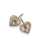 Baccarat Paris. A Pair of Crystal Glass and 18 carat Gold Heart Shaped Pendant EarringsBaccarat