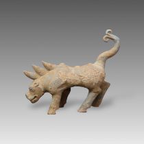 A Grey Pottery Chimera, Han dynastyA Grey Pottery Chimera, Han dynasty, the creature striding in