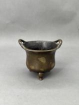 A Japanese Bronze Tripod Censer, Taisho/Showa period H:9.7cm, W:10cm, Weight:442g