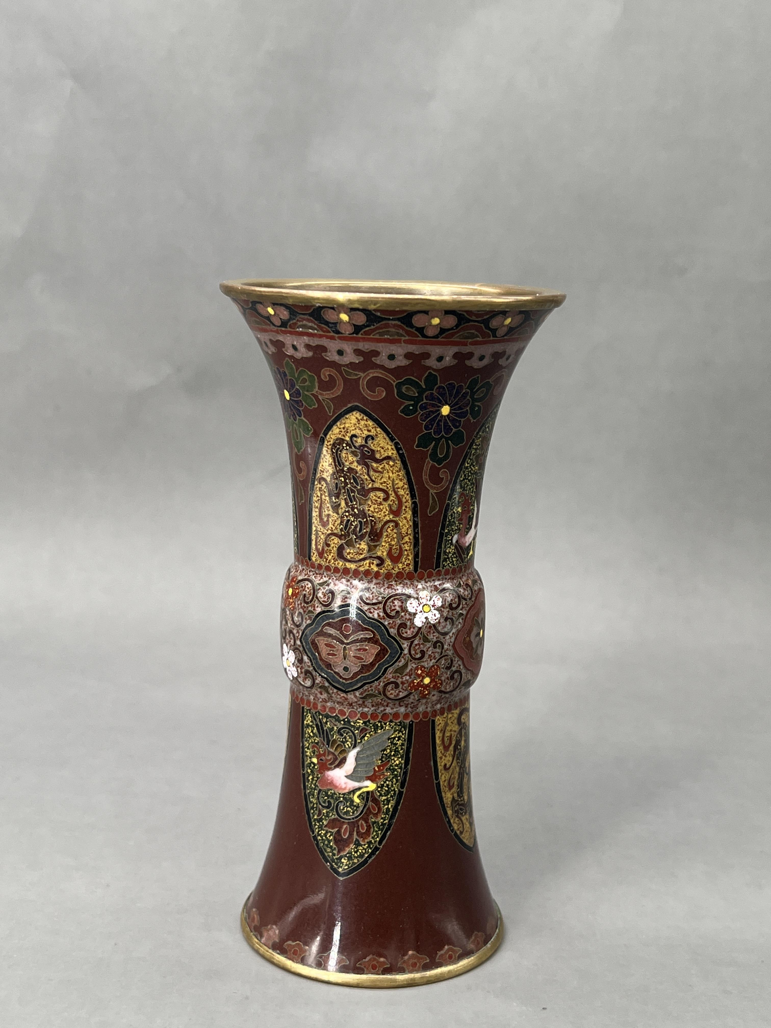 A Japanese Cloisonne Beaker Vase, attributed to Honda Yasaburo (active c.1870s to 1910)the sides