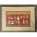 An Indian Painting with a Scene From The Mahabharata, Mewar School, 17th Century.A framed and glazed