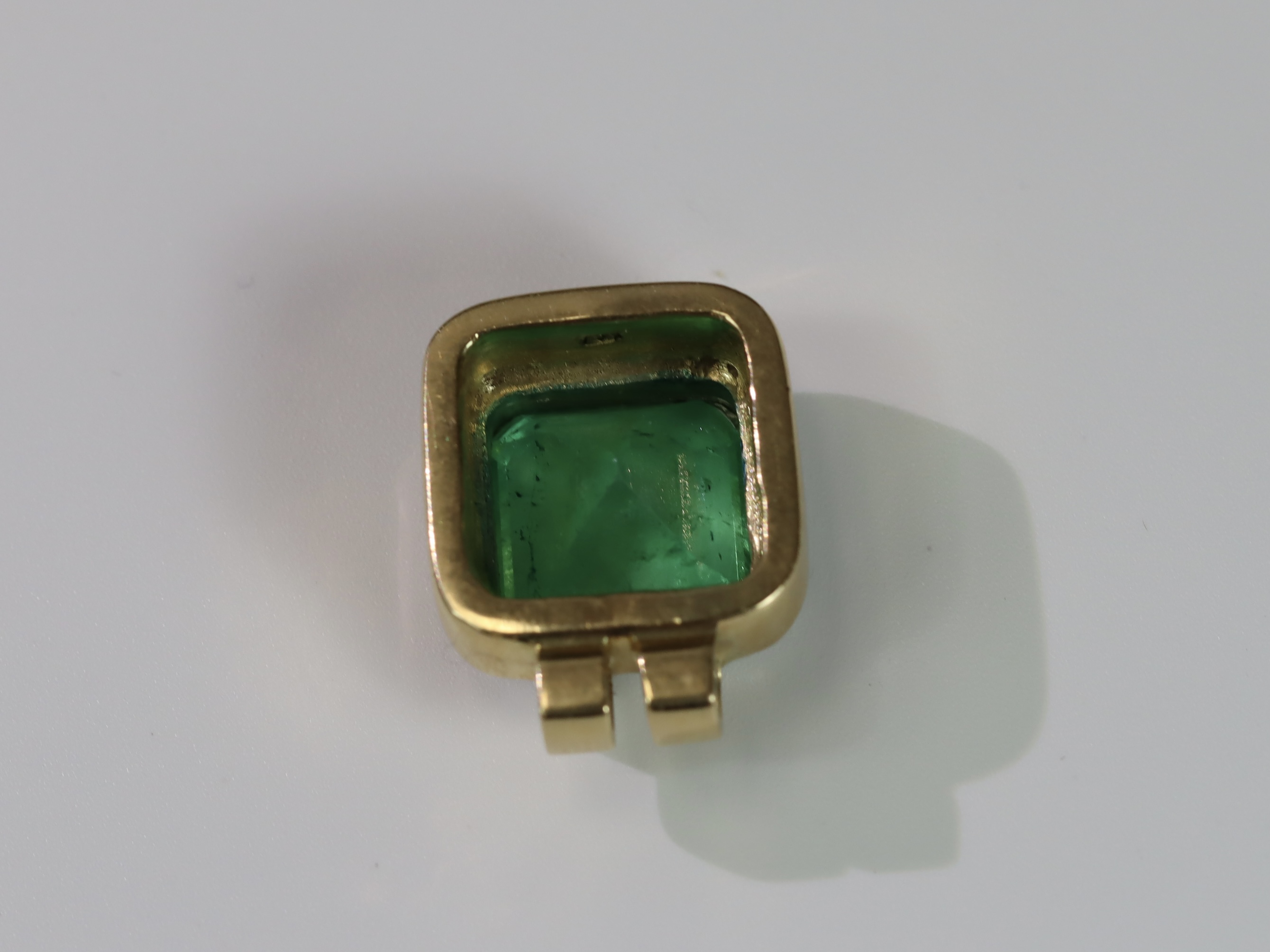 A Large Emerald Single Stone Pendant, the cushion shaped single stone emerald weighing approx. 12 - Image 8 of 10