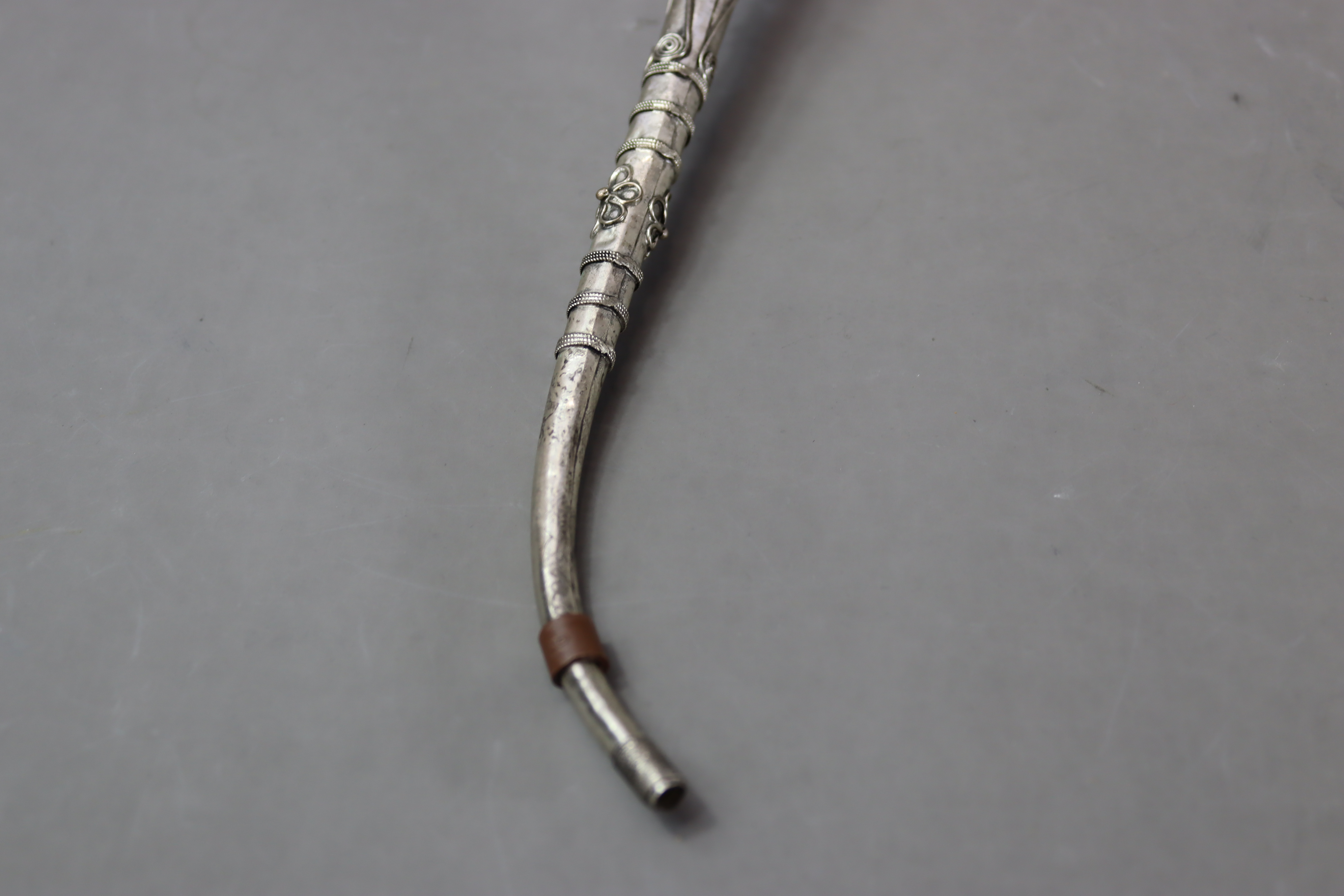 Two Phoenix shaped white metal Pipes, possibly Ottoman - Image 12 of 12