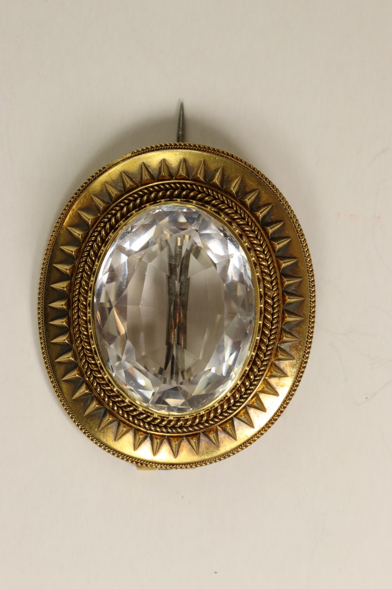 A Victorian 15/18 ct Yellow Gold and Rock Crystal Brooch, circa 1870 The large oval mixed-cut - Image 7 of 7