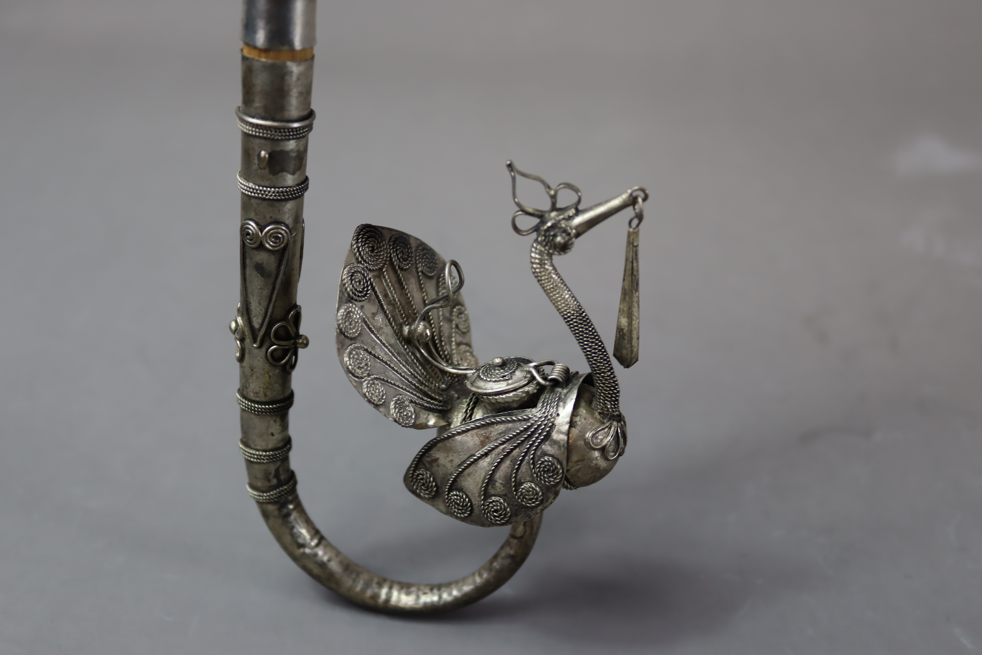 Two Phoenix shaped white metal Pipes, possibly Ottoman - Image 8 of 12