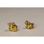 A Pair of Naturalistic 22 ct Gold Nugget Earstuds A Pair of Naturalistic 22 ct Gold Nugget