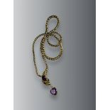 An Antique Gold and Amethyst Snake Necklace, circa1860,the head set with an oval shaped millgrain