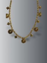 An Antique Cannetile Yellow Gold Fringe Necklace, c.1890 Set in 15/18 ct gold, total weight