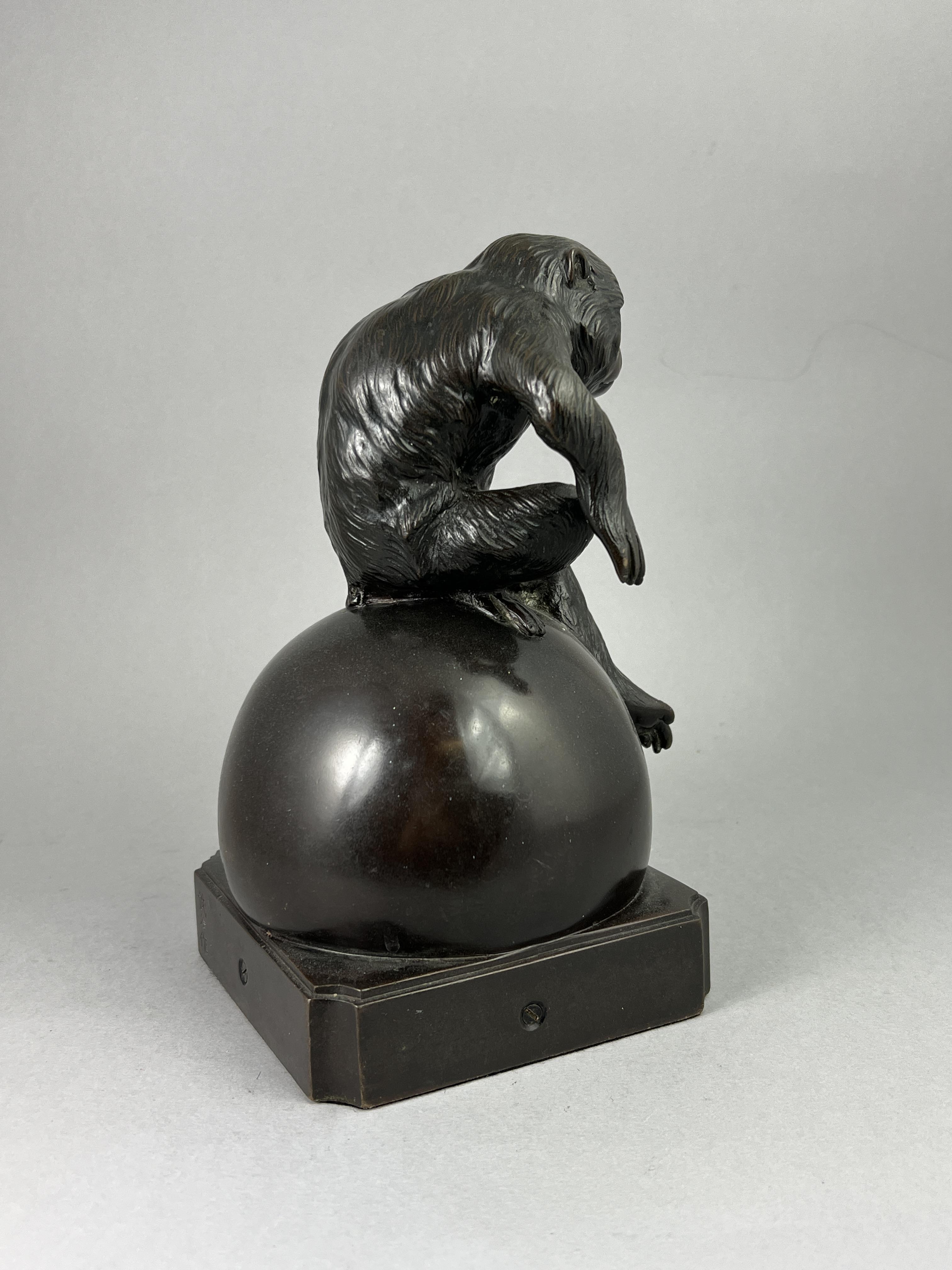 A Bronze Monkey, Meiji/Taisho periodthe lively animal poised as if to spring off the sphere he - Image 6 of 10