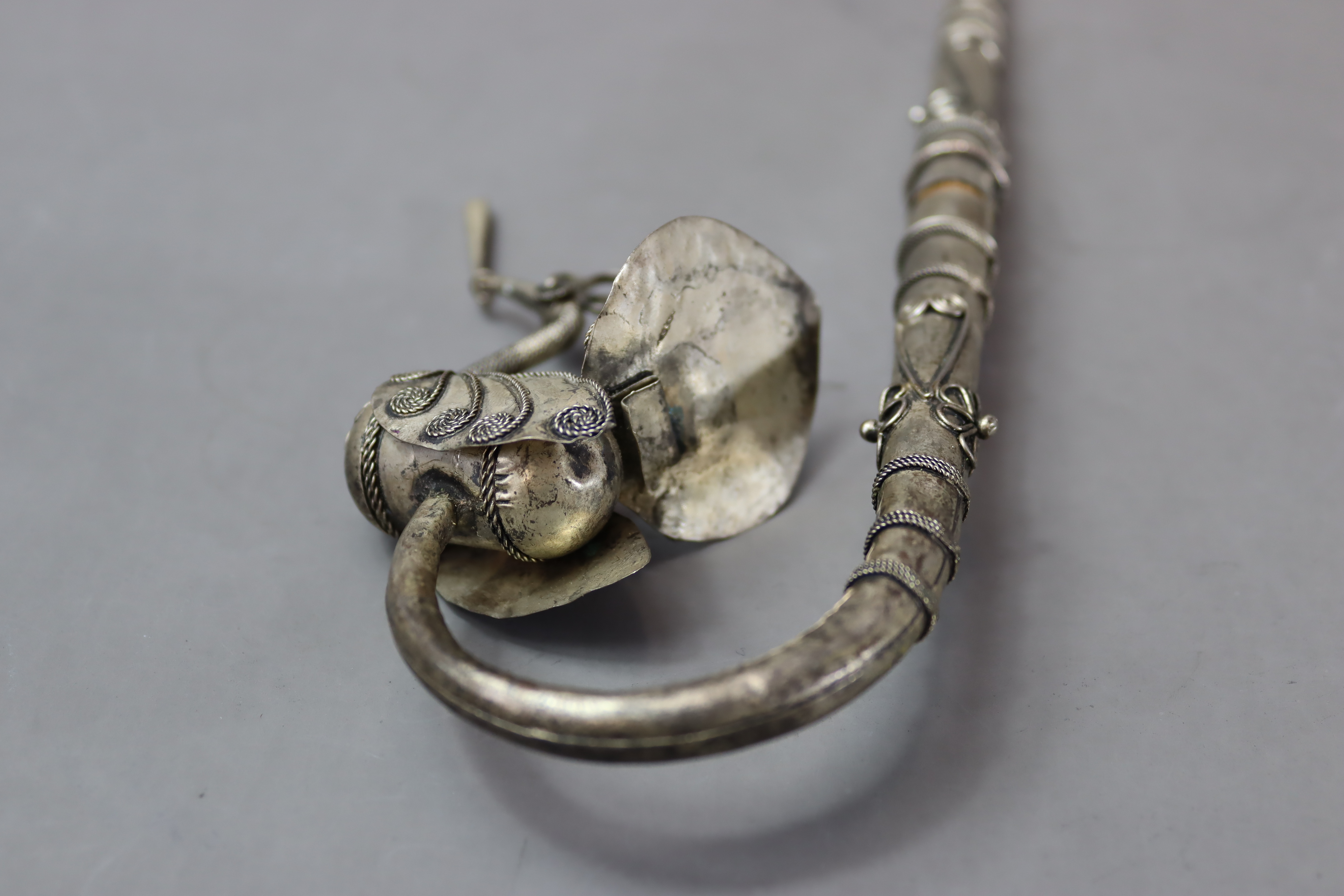 Two Phoenix shaped white metal Pipes, possibly Ottoman - Image 10 of 12