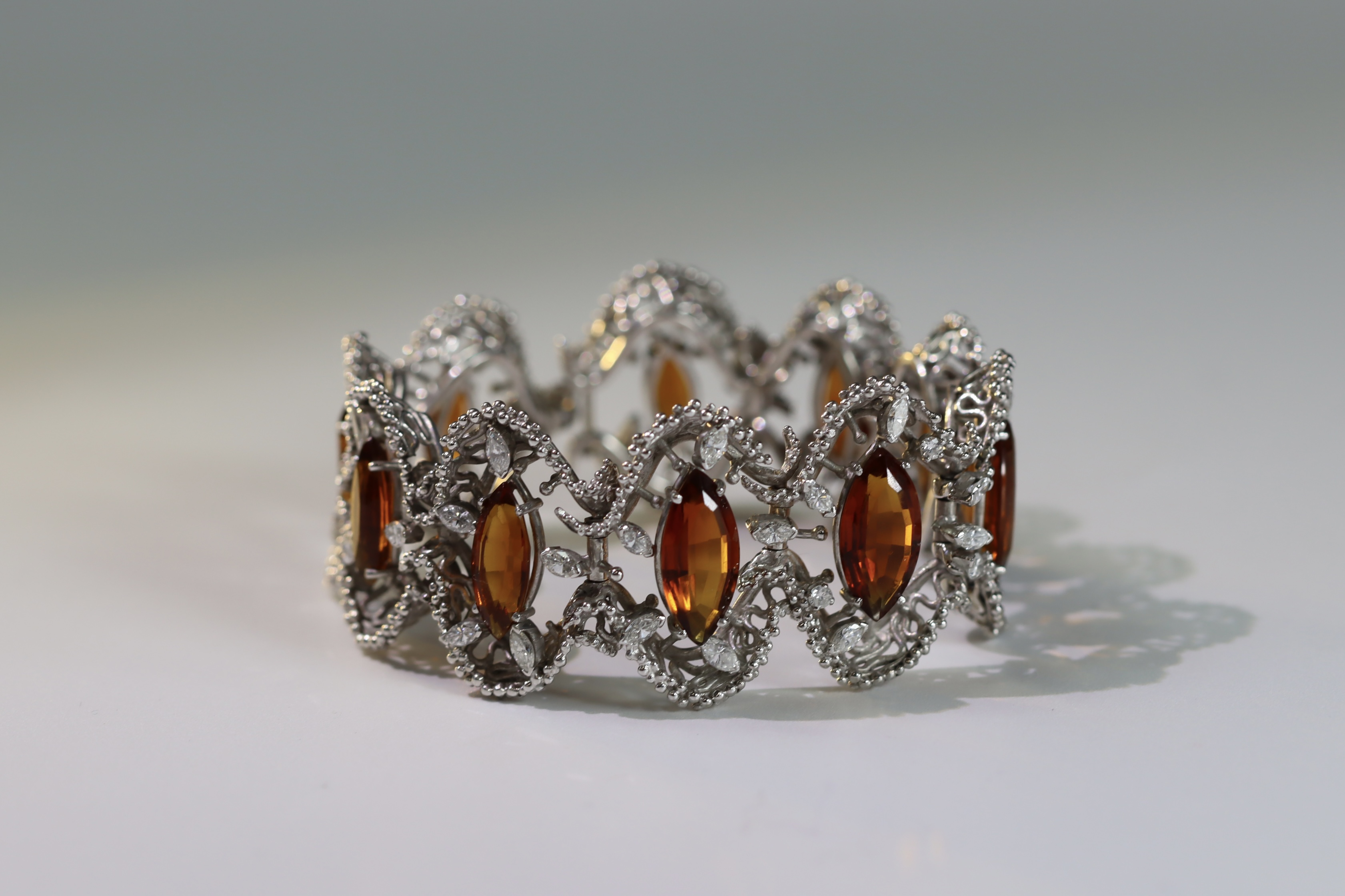 A John Donald white Gold Bracelet with Citrines, signed JAD in cartouche dated 1973ï¼ŒBritish