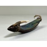 A Large Maori Fish Hook. New Zealand. Ca. 19th century.A good Maori fish lure made with wood,