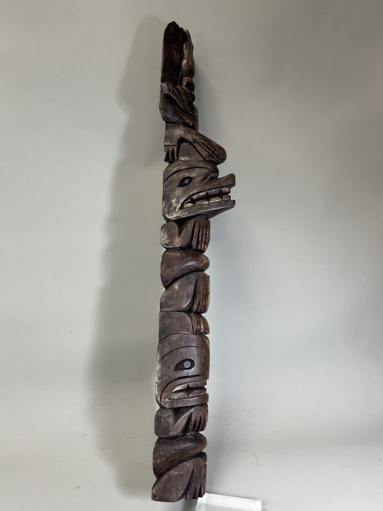 A model totem pole. Northwest Coast Canada.Carved in wood with a stacked arrangement of totemic - Image 5 of 7