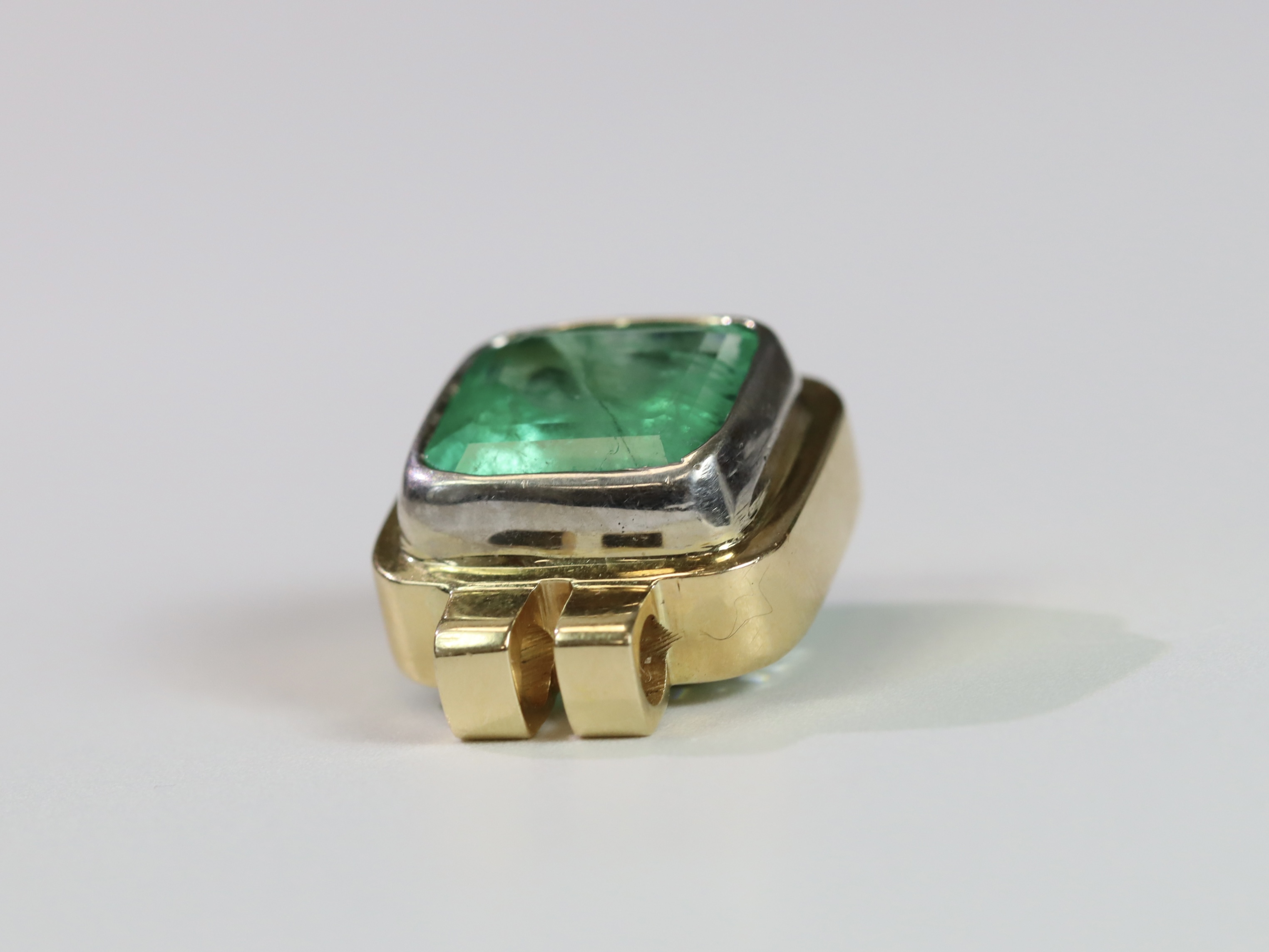 A Large Emerald Single Stone Pendant, the cushion shaped single stone emerald weighing approx. 12 - Image 7 of 10