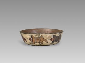 A Nasca Culture vessel. Peru ca. 200-600 AD.The vessel decorated with a band of lizards. Provenance: