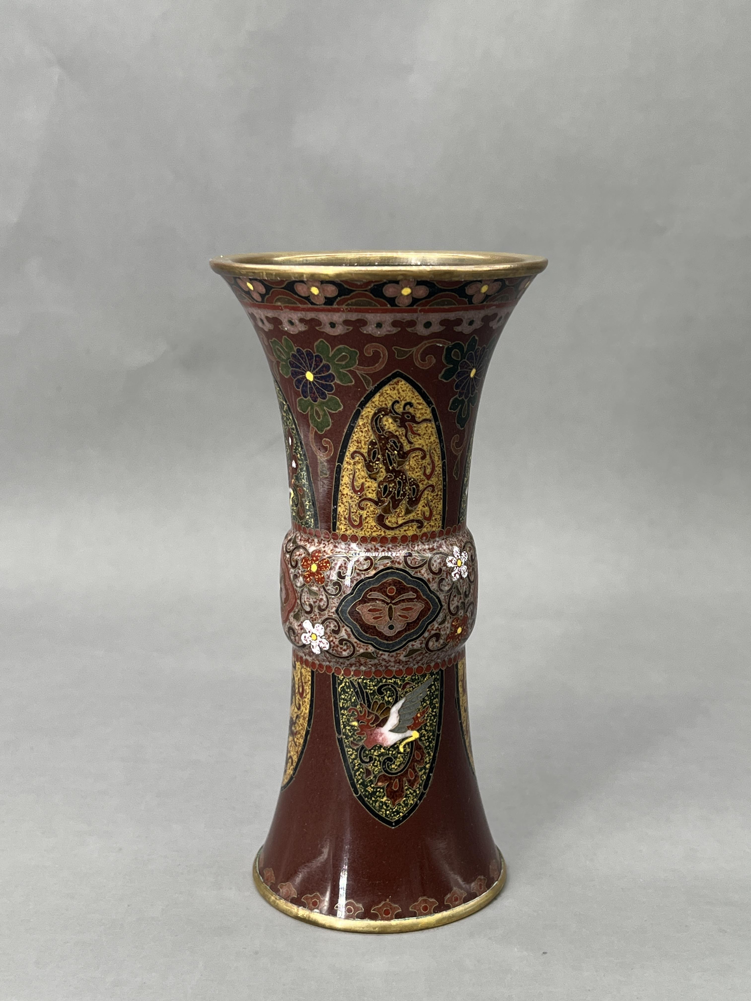 A Japanese Cloisonne Beaker Vase, attributed to Honda Yasaburo (active c.1870s to 1910)the sides - Image 3 of 6