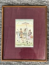 An Indian Miniature Painting with Royal Figures, ca. Early 20th Century.A framed and glazed