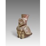 A Moche Culture Ai Apaec Owl Human Vessel. Peru ca. 100-700 AD.The rare vessel depicting Ai Apaec,