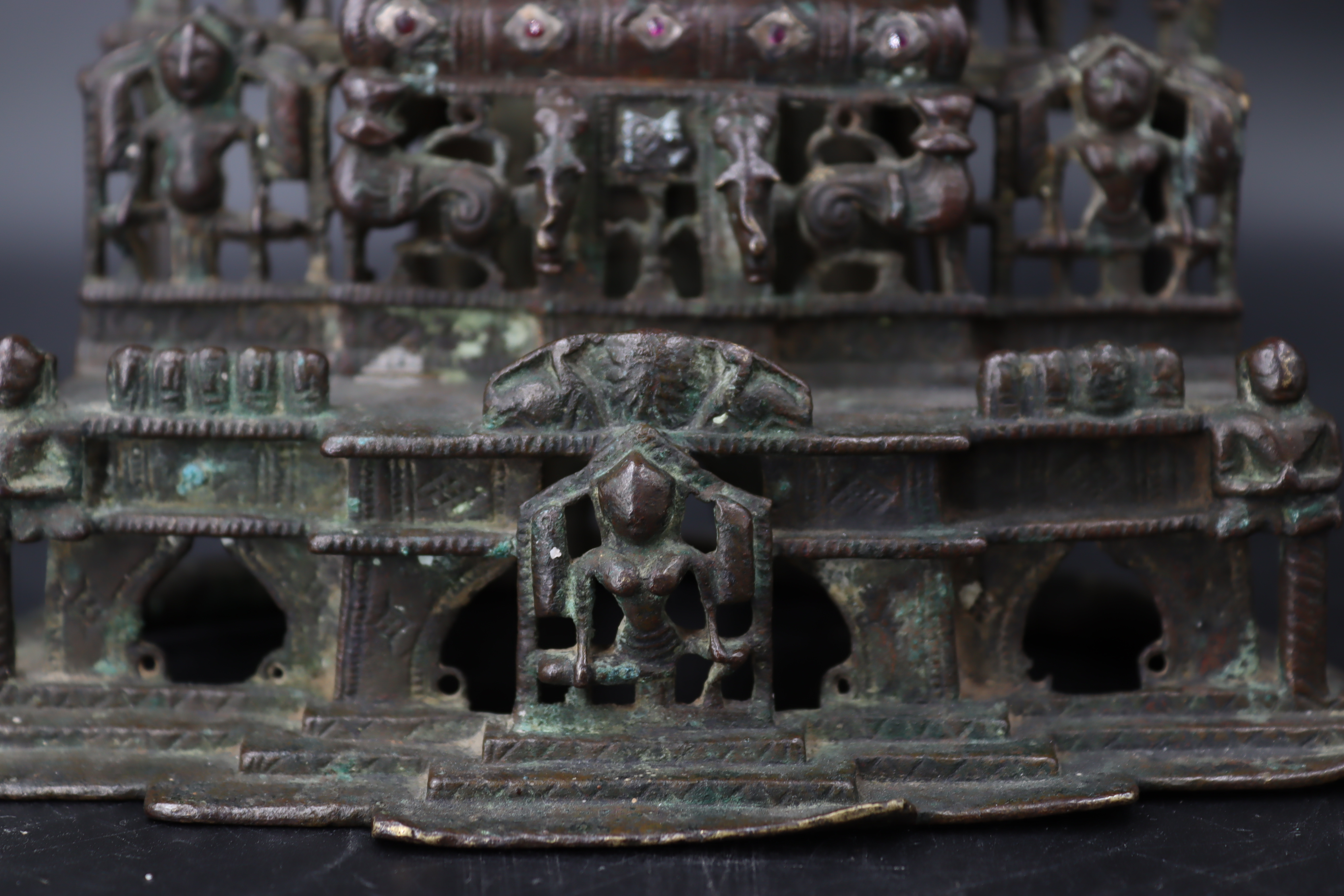 A Bronze Jain shrine with Rubies and Silver Inlay. India 15th century.A beautifulÂ Jain bronze - Image 15 of 15