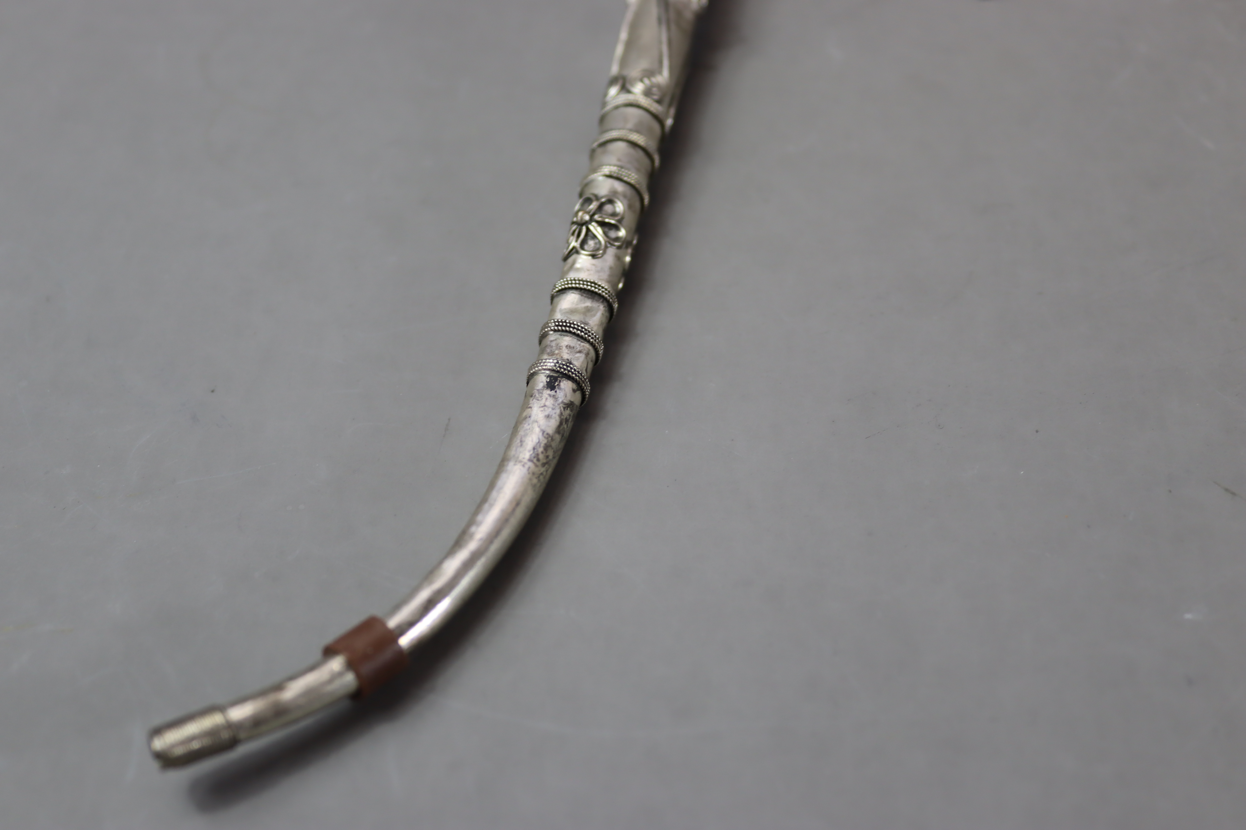 Two Phoenix shaped white metal Pipes, possibly Ottoman - Image 11 of 12