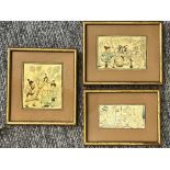 Three Islamic Miniature Paintings With Figures. 19th Century.Three framed paintings showcasing