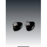 A Pair of Black Onyx and Silver Earrings of Axe Head Design A Pair of Black Onyx and Silver Earrings