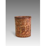 A Mayan Classic Period large vessel. Honduras ca. 250-900 AD.The very rare vessel decorated with six