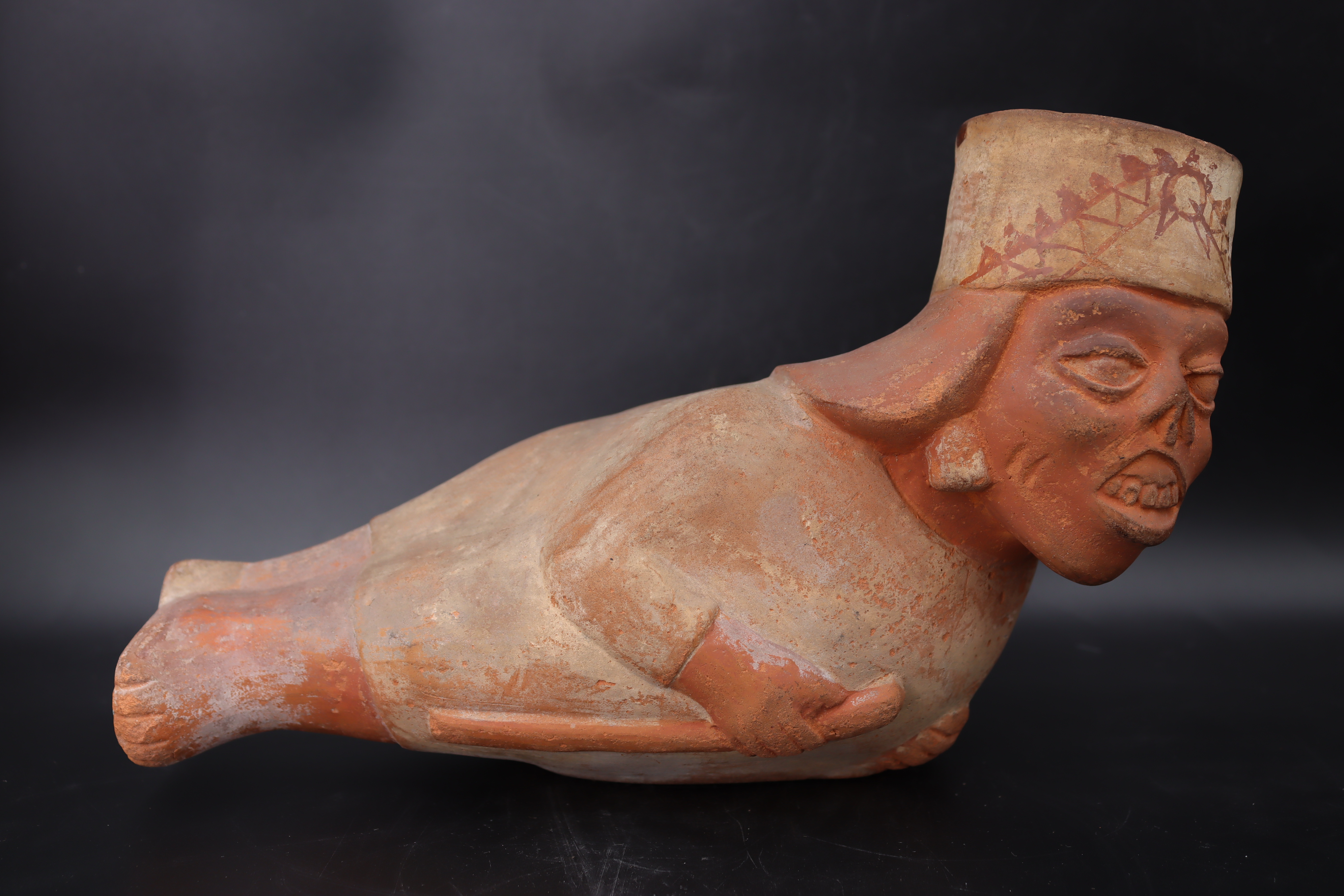 A Moche Culture Figure Figure with Cleft Lip Vessel. Peru ca. 100-700 AD.The terracotta vessel - Image 8 of 14