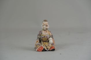 A Pair of Japanese Satsuma Small Dishes and Figurine, Meiji PeriodA Japanese Satsuma seated