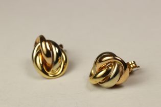 A Pair of Three coloured 9 ct Gold Entwined Curb Link Earrings A Pair of Three coloured 9 ct Gold