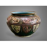 A large Japanese Cloisonne Jardiniere, Meijithe compressed baluster sides with a band of oval