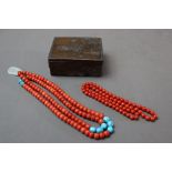 Two Coral Bead Necklaces, 19th century,