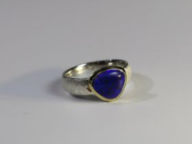 A lapis mounted on silver ring