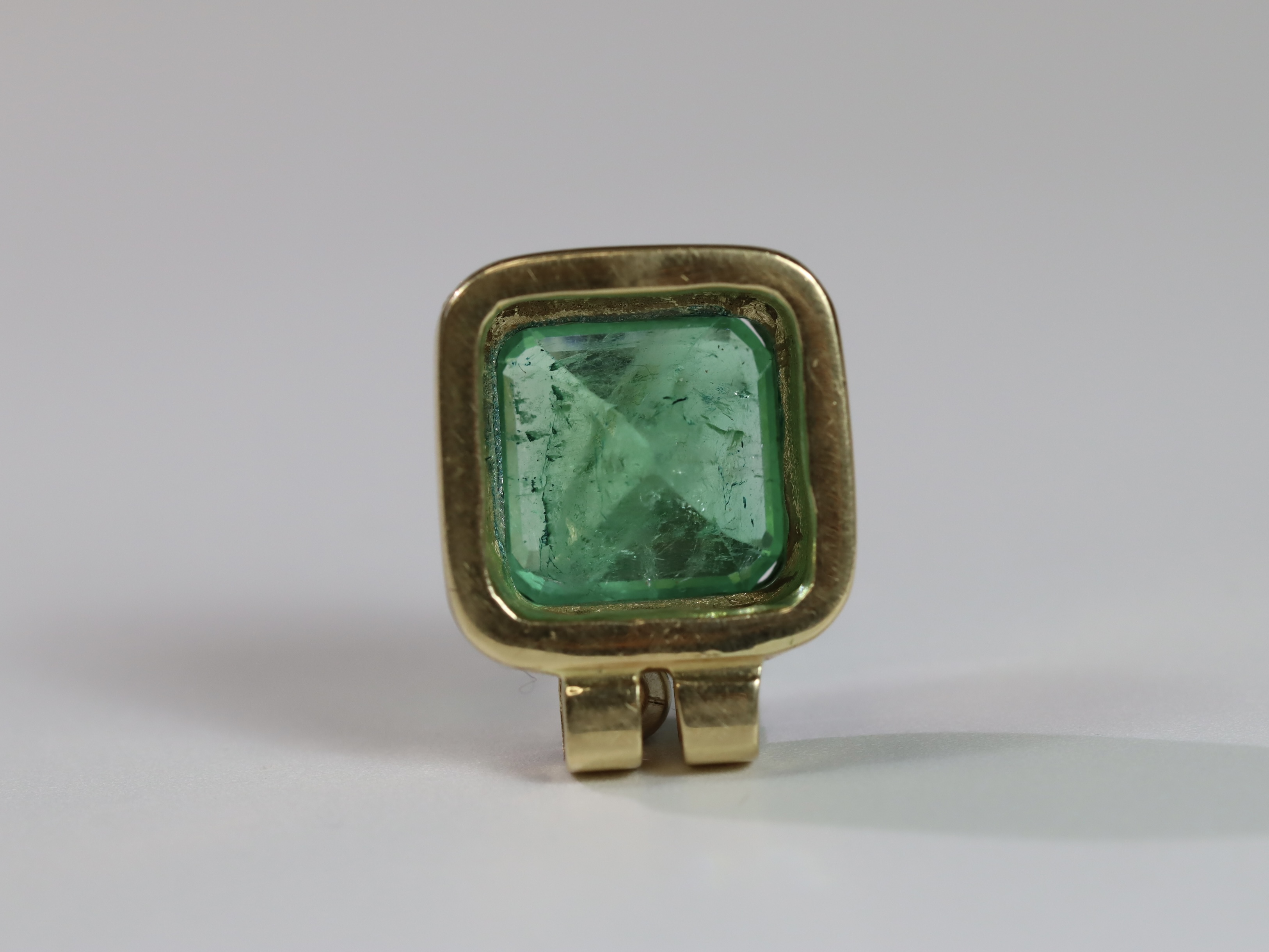 A Large Emerald Single Stone Pendant, the cushion shaped single stone emerald weighing approx. 12 - Image 9 of 10