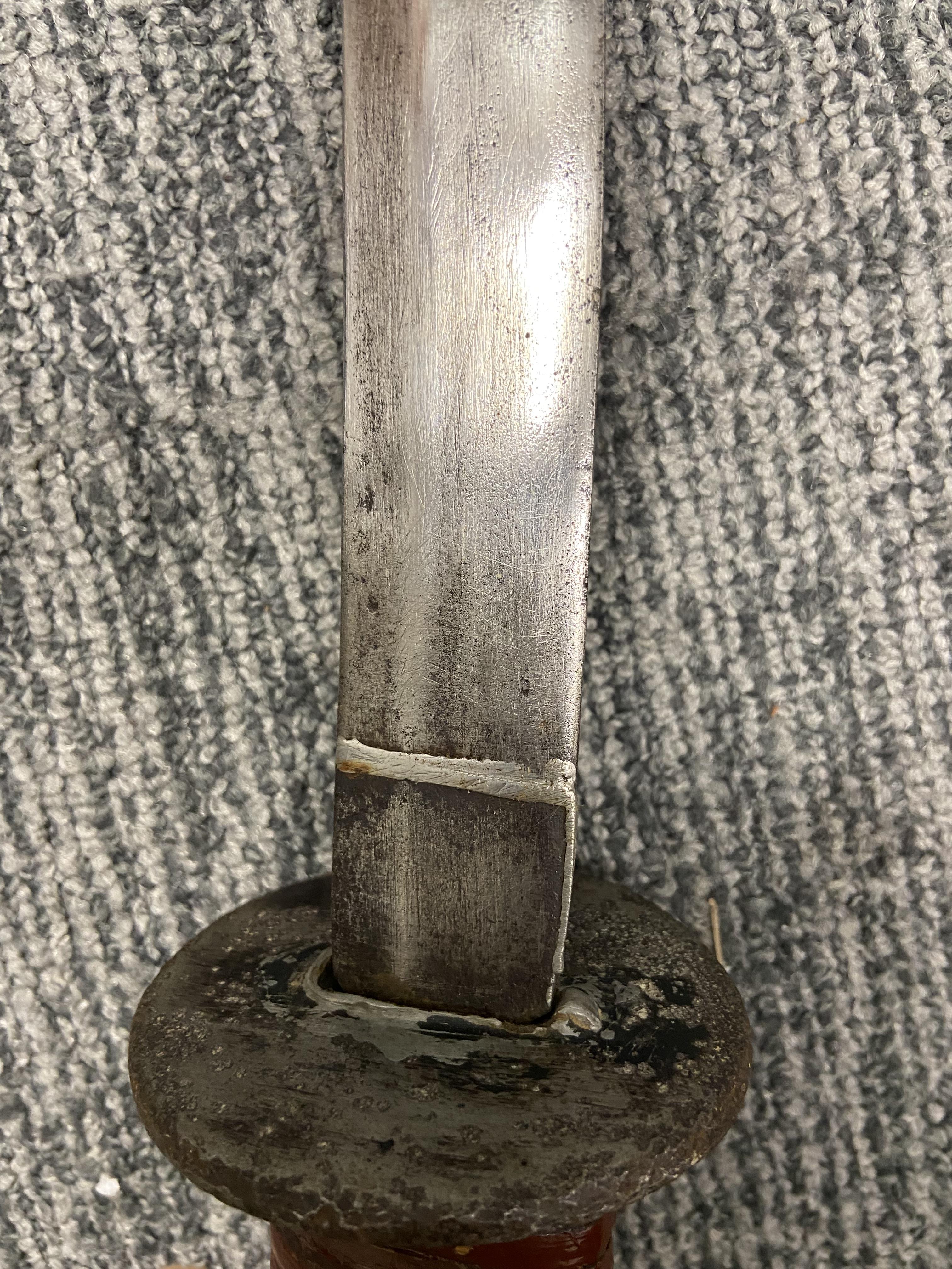 A Japanese Katana and Sheath, 19th/20th century.With basketwork hilt and wood sheath. L:88cm Good - Image 8 of 13