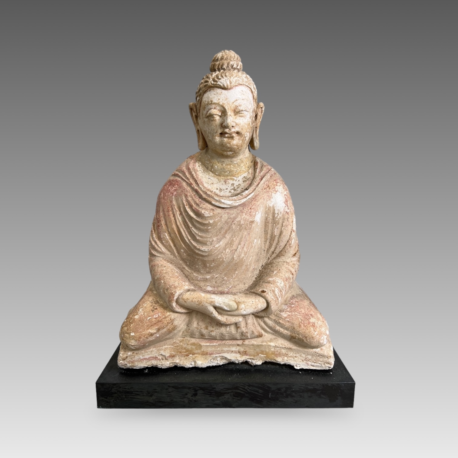 A Gandhara Buddha Figure. Ex Sotheby's. 5th/4th Century BC.A rare and extraordinary stucco